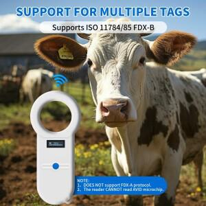 OLED 디스플레이 반려동물 스캐너, USB RFID 핸드헬드 마이크로칩 ISO11784/5 동물 ID 리더 칩 트랜스폰더,