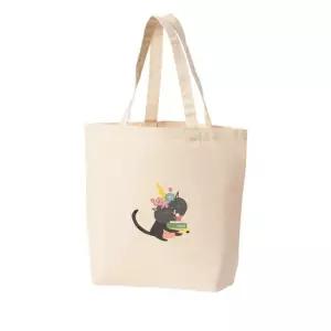 에코백 토트백 고양이 꽃 독서 카푸치노 책 읽는 고양이 그림 다양한 사이즈