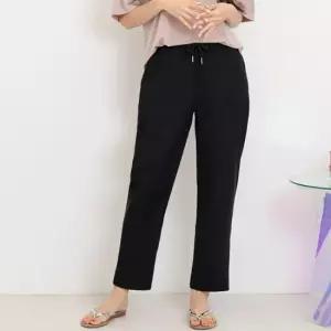 시원한 여름 밴딩 포켓 포인트 실용 여성 심플 긴바지 여자바지 여자긴바지 실용바지