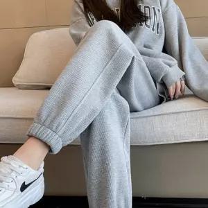 와플패턴 다리가 길어보이는 밴딩조거 여성바지 팬츠