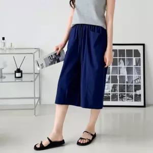 베이직 패션 여름 여성 데일리 밴딩팬츠 빅와이드 아이스 7부 치마바지