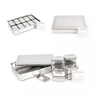 국산 부페 단체급식 위생필수 스텐 보존용기 사각10p 식중독 유치원 어린이집 조리원