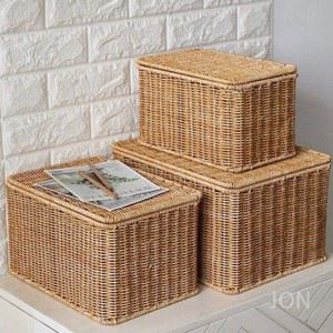 뚜껑 있는 라탄 보관 소형 대형 중형 박스 바구니 사각 보관함 수납 우드 정리함 다용도