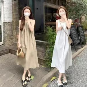 휴양지원피스 여성 여름 편한 시원한 예쁜 뒤트임 A라인 나시원피스