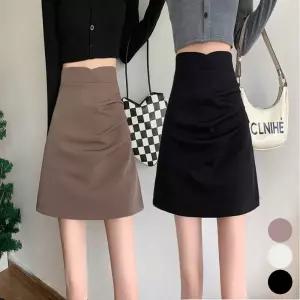 하이웨이스트 튤립 셔링 A라인 치마 미니 스커트