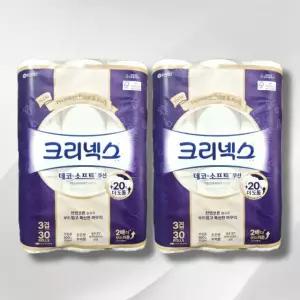 크리넥스 데코 앤 소프트 쿠션 3겹 30m, 30롤, 2팩