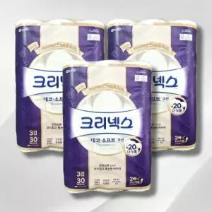 크리넥스 데코 앤 소프트 쿠션 3겹 30m, 30롤, 3팩