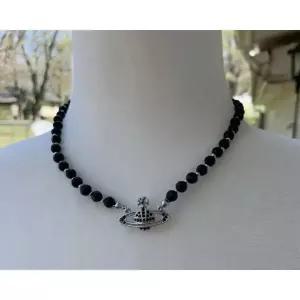 미국 비비안 웨스트우드 메살린 오브 목걸이 초커 검정색 일렬 진주 팬던트 새 제품 137017571568