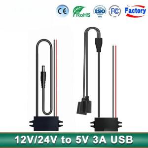 DC-DC 12V 24V에서 5V 3A 15W로 변환하는 스텝 다운 컨버터 타입-C USB 버크 모듈 전원 공급 어댑터 역방향