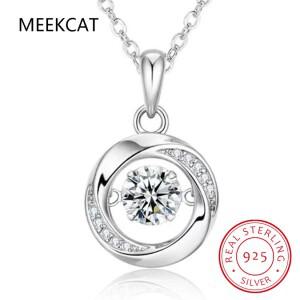 여성용 스파클링 댄싱 모이사나이트 펜던트 목걸이, 결혼 기념일 선물, 925 스털링 실버 파인 쥬얼리, MSN0