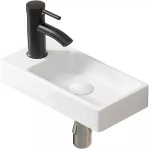 휴어팅 소형 세라믹 욕실 싱크대 벽걸이 직사각형 용기 모던 도자기 세면대 왼손 작은 공간을 화이트
