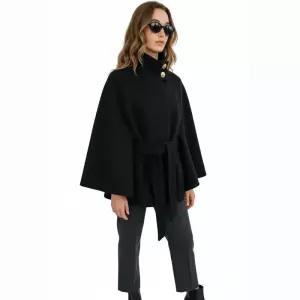 자라 ZARA 울 케이프 벨트 쇼트 코트 자켓 블랙 247888