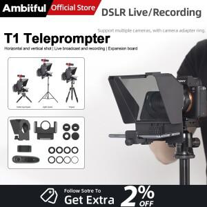 AMBITFUL T1 II  PRO폰 및 DSLR 녹화용 미니 텔레프롬프터 리모컨 포함