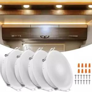 RVsmattly 4.5인치 RV 실내등 DC12V LED 퍽 조명 320LM 매립형 천장등 캠핑카 트레일러 보트 캐비닛 하부