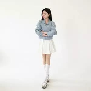 |CHJ6D7D|여성용 데일리 캐주얼 포켓 카라 청 숏 재킷