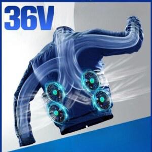 선풍기조끼 4팬 냉각 바람막이 가능 36V 얼음 긴팔 시원한 에어컨 작업복 쿨조끼 충전식