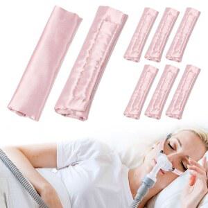 8팩 새틴 CPAP 스트랩 커버, 세척 커버 편안한 및 범용 페이스 - 용품 실크 부드러운 붉은 쿠션 자국 마스크 헤드기어 패드, 감소(핑크) 재사용 가능