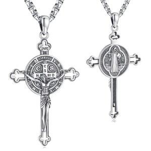 여성용 유센스 크로스 목걸이 남성 크루시픽스 펜던트 스털링 실버 925 크루즈 데 카라바카 주얼리