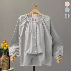 [모노시크] 슈네아 ST 셔링 버튼 나그랑 블라우스_MNBS654