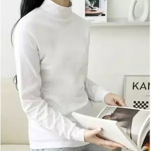 여성 목폴라티 면 터틀넥 티셔츠 4색