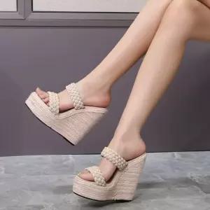 웨지힐 여성 통굽 웨지 슬리퍼 웨지