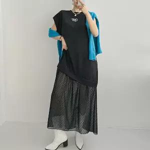 엘리즈데이 예스레이스롱원피스 여성 원피스 레이어드원피스 시스루 언발포인트 ops