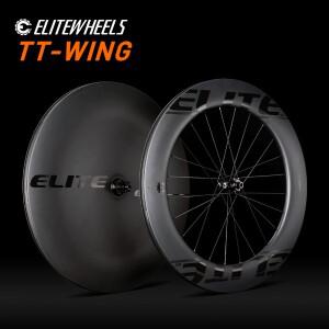 ELITEWHEELS 트라이애슬론 자전거 타임 트라이얼 디스크 휠, 에어로 모델 카본 튜브리스 클린처, TT-Wing
