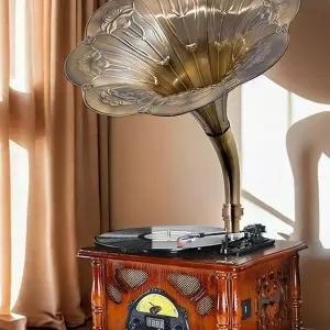 나팔 LP플레이어 축음기 바이닐 턴테이블 탁상형 옛날골동품 전축 엔틱레코