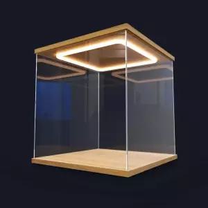 아크릴케이스 액션 피규어용 링 LED 조명 투명 아크릴 디스플레이 케이스 차량용 인형용 먼지 보관함 조립