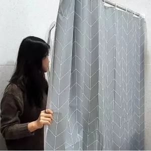 [콩심팥심]ZF 방수 헤링본 150x180 그레이 비닐 샤워커튼