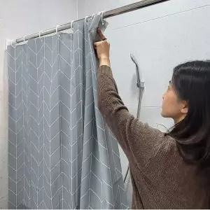 80x180 방수 비닐 ZF 헤링본 그레이 샤워커튼