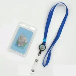 데일리마일샵  1개 블루 케이스 포함 릴홀더 사원증 목걸이 명찰 신분증 늘어나는 출입증 목 줄 카드