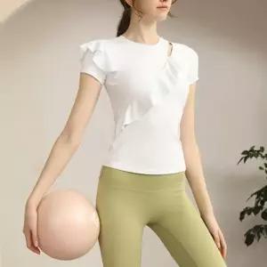 골프웨어 요가 프릴셔링 티셔츠 필라테스 캡탈부착 F0