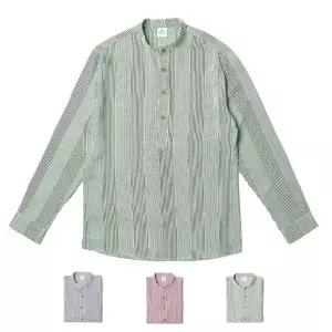 남자 헨리넥셔츠 봄셔츠 여름 가을 남방 얇은 셔츠 남방 스트라이프 셔츠 봄 남성 캐주얼 코디 카라