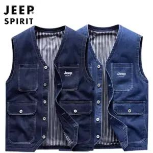 JEEP SPIRIT 남자청조끼 캐주얼 카고 봄가을 루즈핏 주머니조끼