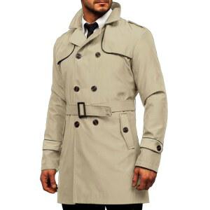 롬 남성 트렌치코트 슬림 핏 더블 가슴 노치 라펠 벨트 윈드브레이커 롱 재킷 캐주얼 방풍 오버코트