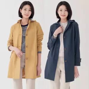 지센 여성 봄 탈착후드 중기장 바바리형 코트 LCCAP223