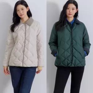 지센 [26SS] 여성 씬클라우드 코듀로이 카라 중기장 퀼팅 점퍼 LCCAQ123