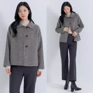 지센 [26SS] 여성 모 45% 핸드메이드 체크 스탠카라 자켓 LFJKQ103