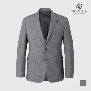 [TREMOLO] 베이지 폴리스판 타탄체크 자켓_TRNFUXS1276