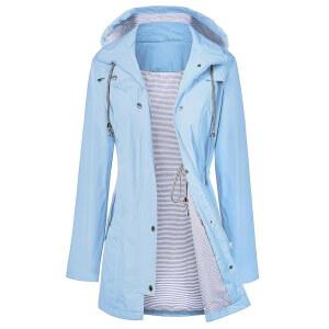 로몬 레인코트 여성 방수 롱 후드 트렌치코트 안감 바람막이 여행 재킷 S XXL