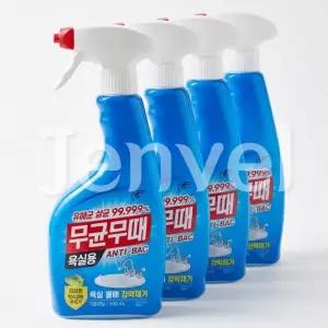 무균무때 안티박 욕실용 세정제 500ml 4개 화장실 물때 곰팡이 제거