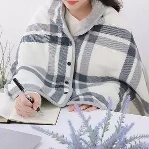 융털 똑딱이담요 극세사 어깨 망토 무릎 담요 사무실 차량용 캠핑