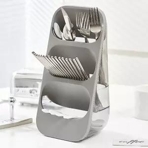 분리수납 OU41VB43 물빠짐 좋은 3단 다용도 수저통 (그레이)