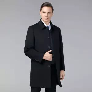 남자 울 흰색 하프 오리털 캐시미어 안감 고급 리버시블 코트 트렌치 원픽1