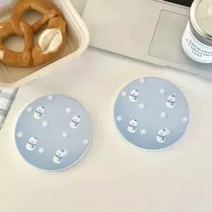 컵받침 규조토 눈사람 코스터