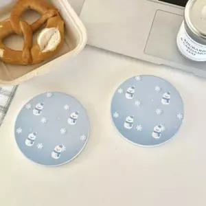 [골드스마일]컵받침 규조토 눈사람 코스터