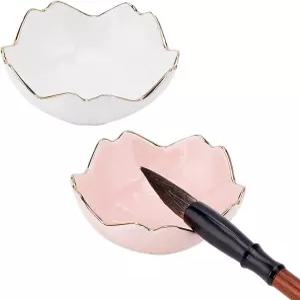 PH 팬더홀 2PCS 플라워 세라믹 잉크 플레이트 페인트 팔레트 다기능 그릇 도자기 접시 중국식 브러시