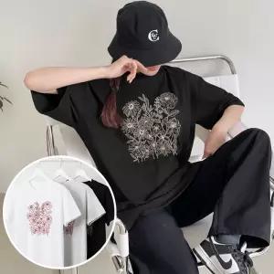 빈티플라워 BOX 여성 오버핏 반팔 티셔츠 (3컬러) 박스티 빅사이즈