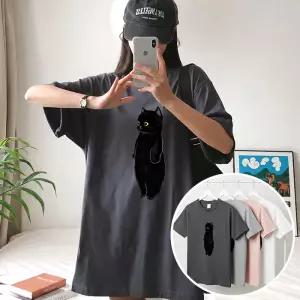 캣블랙 BOX 여성 오버핏 반팔 티셔츠 (4컬러) 박스티 빅사이즈